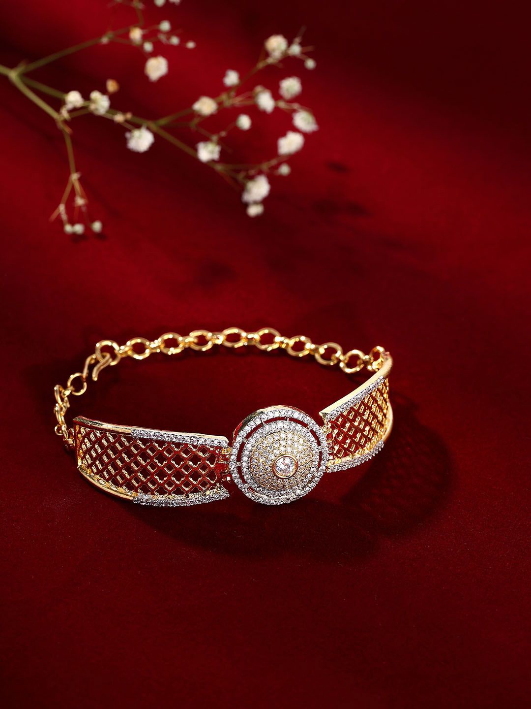 

Priyaasi Gold-Plated American Diamond Link Bracelet