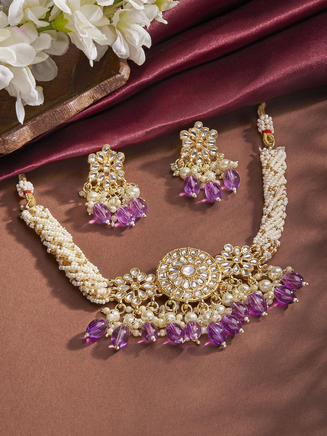 

Priyaasi Gold Plated Kundan Studded Jewellery Set
