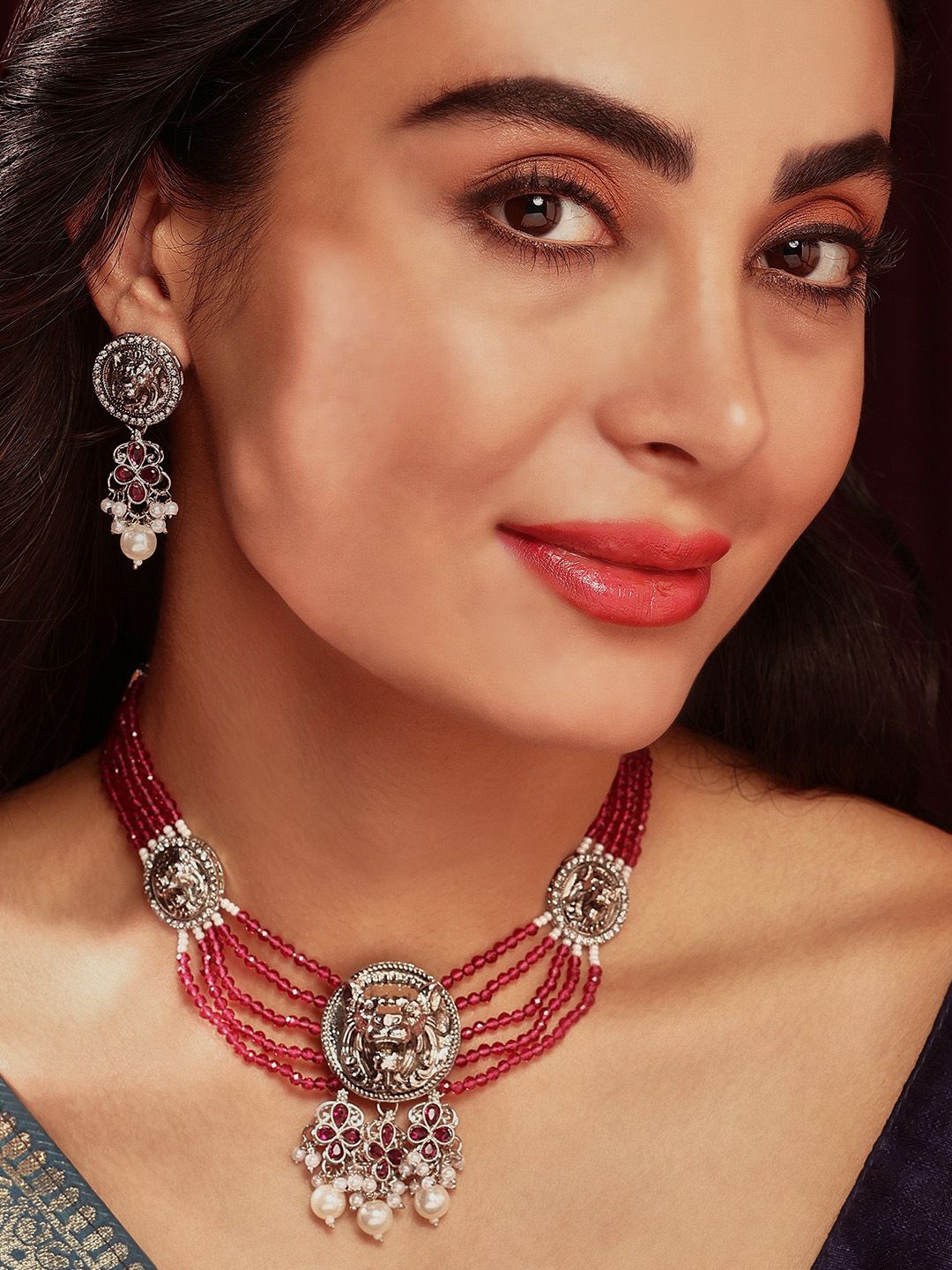 

Priyaasi Silver Plated Beaded Jewellery Set