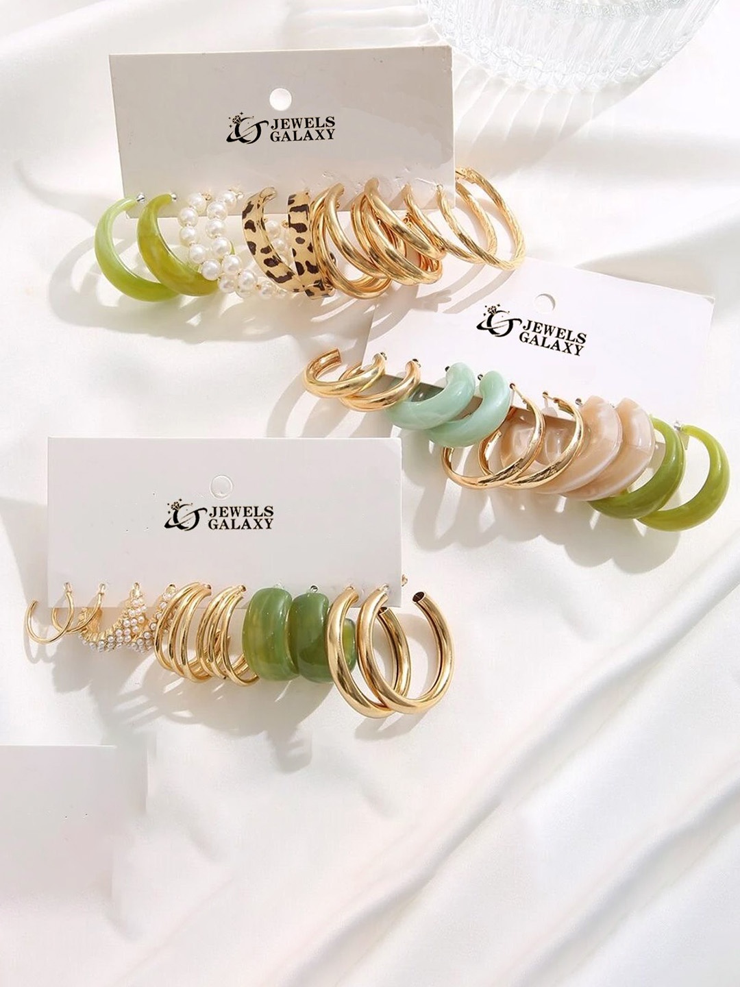 

Jewels Galaxy Set of 15 Gold Plated Half Hoop Earrings