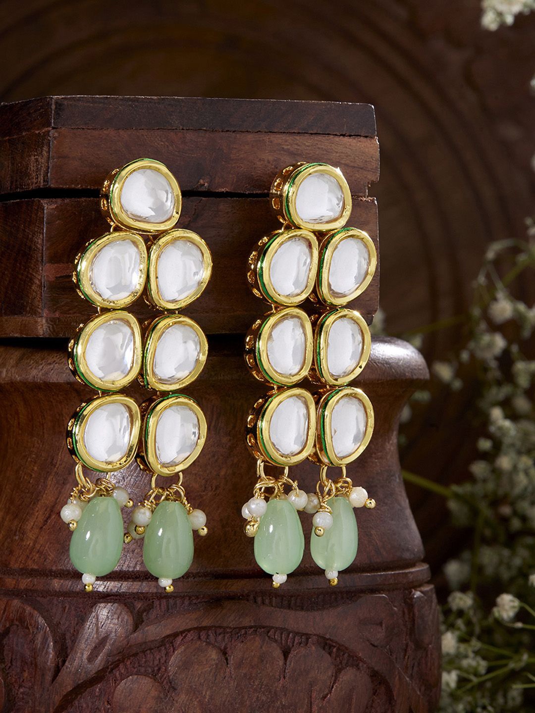 

Priyaasi Gold Plated Kundan Drop Earrings
