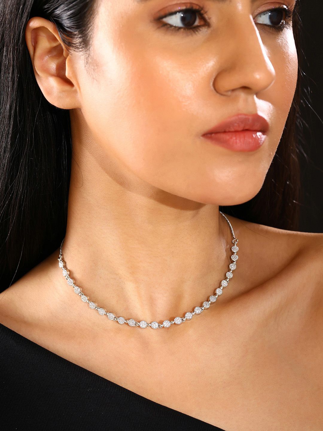 

Priyaasi Silver Plated American Diamond Necklace