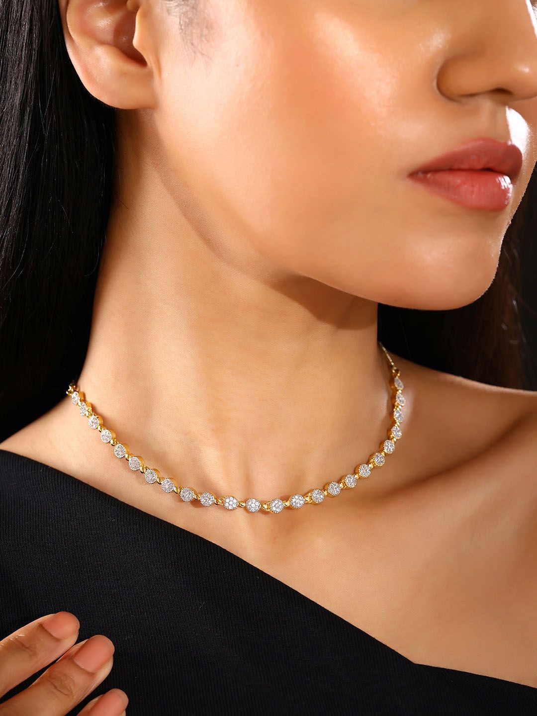 

Priyaasi Gold Plated American Diamond Necklace