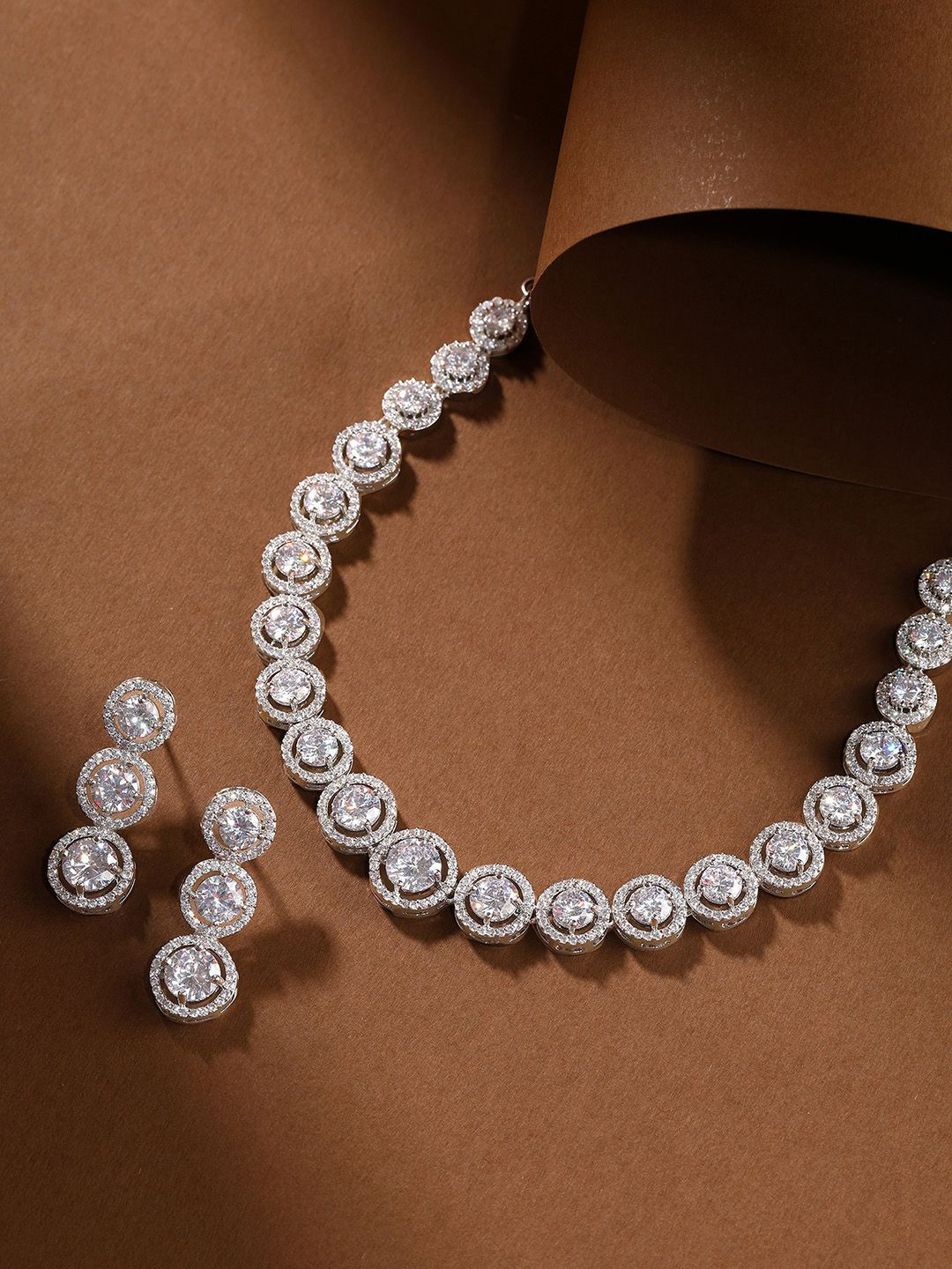 

Priyaasi Silver Plated American Diamond Studded Jewellery Set