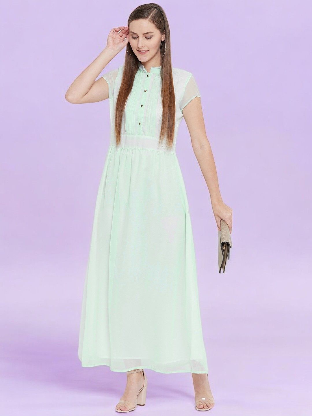 

BAESD Crepe Fit and Flare Maxi Dress, Green