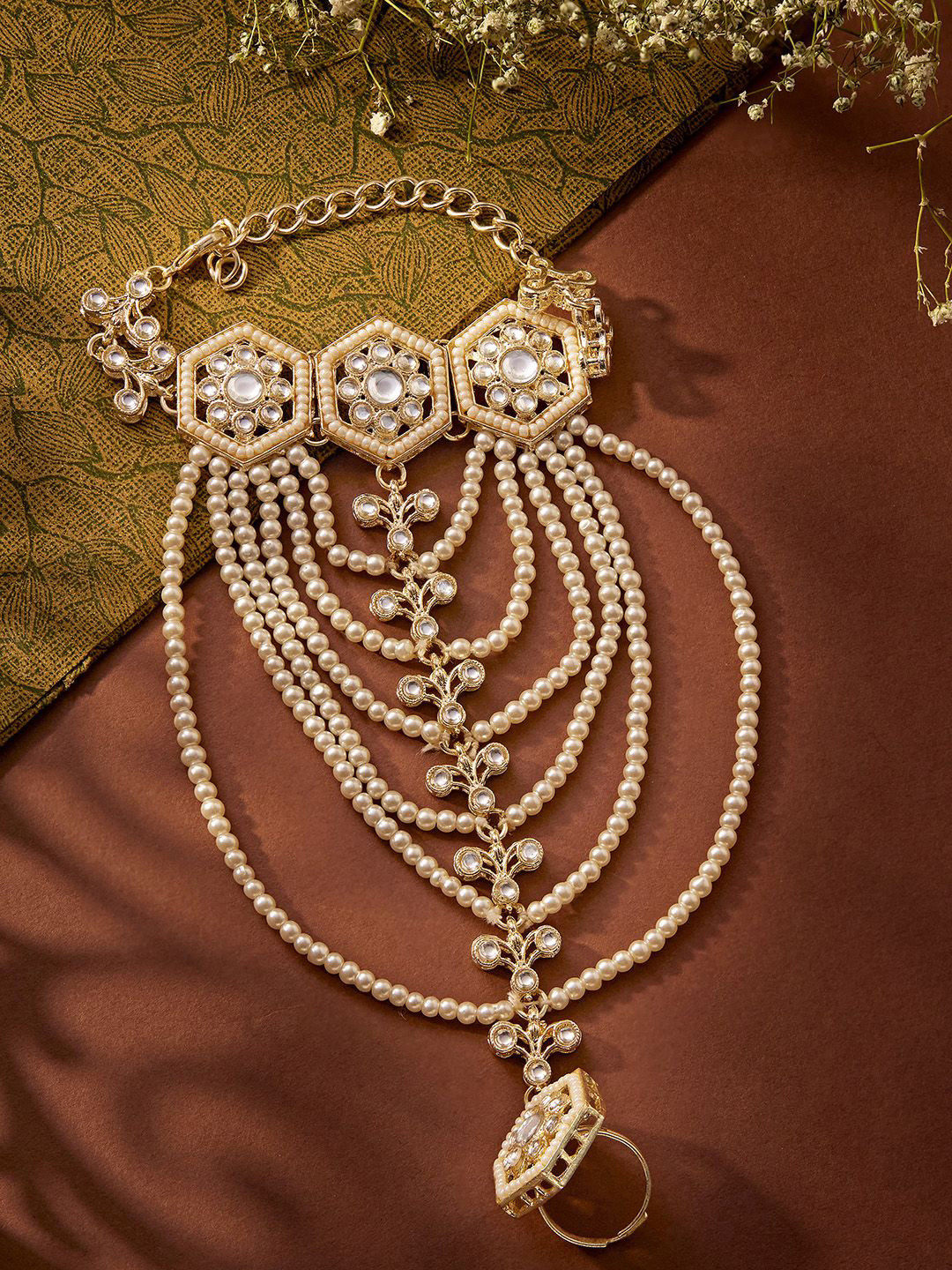 

Priyaasi Kundan Gold Plated Wraparound Bracelet