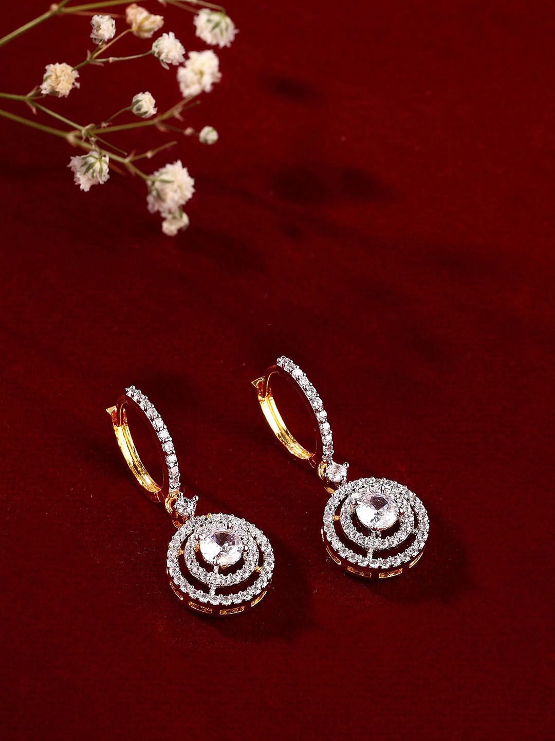 

Priyaasi Gold-Plated American Diamond Studded Drop Earrings