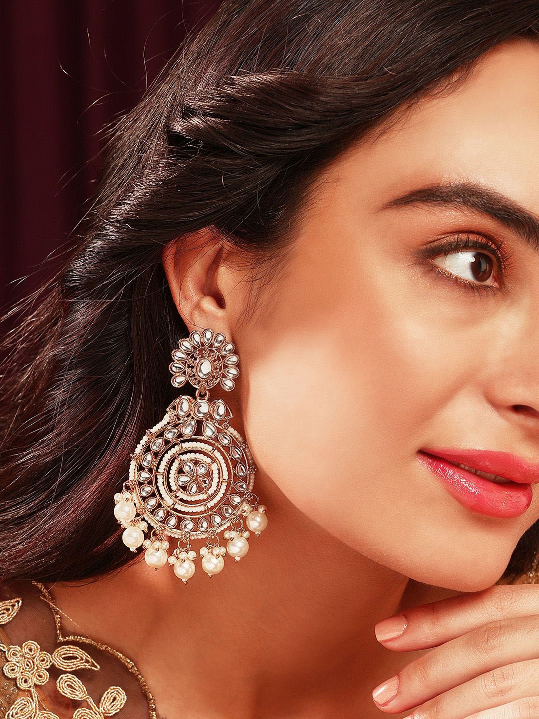 

Priyaasi Gold Plated Kundan Drop Earrings