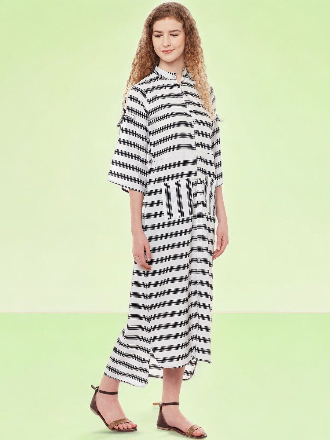 

BAESD Striped Shirt Maxi Dress, White