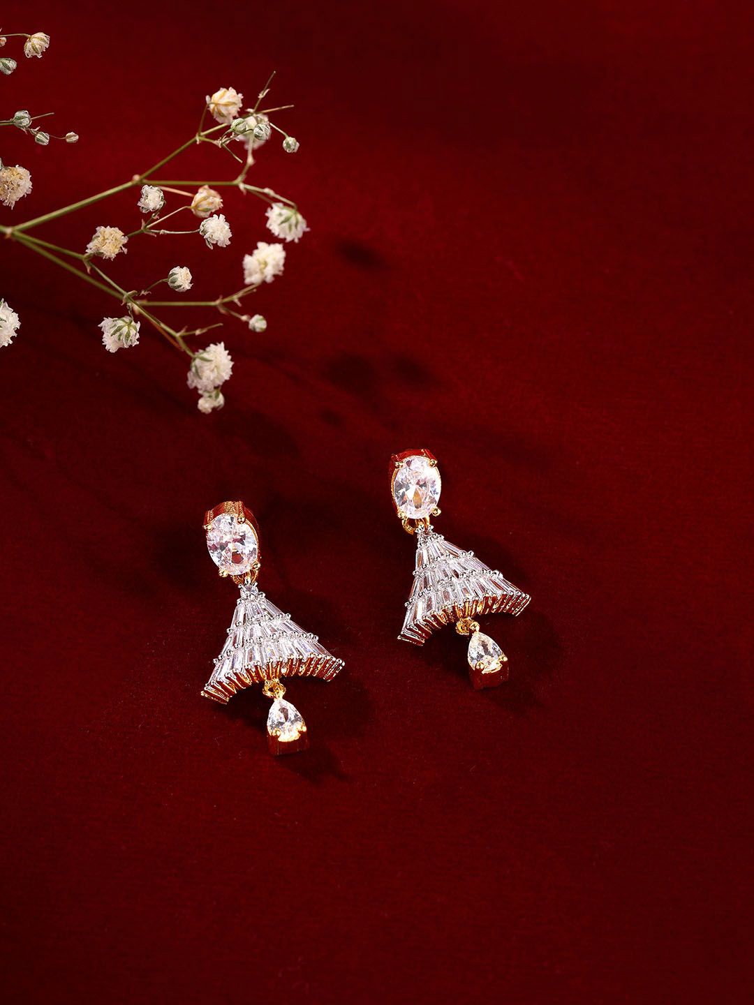 

Priyaasi Gold-Plated AD Stone Studded Contemporary Jhumkas