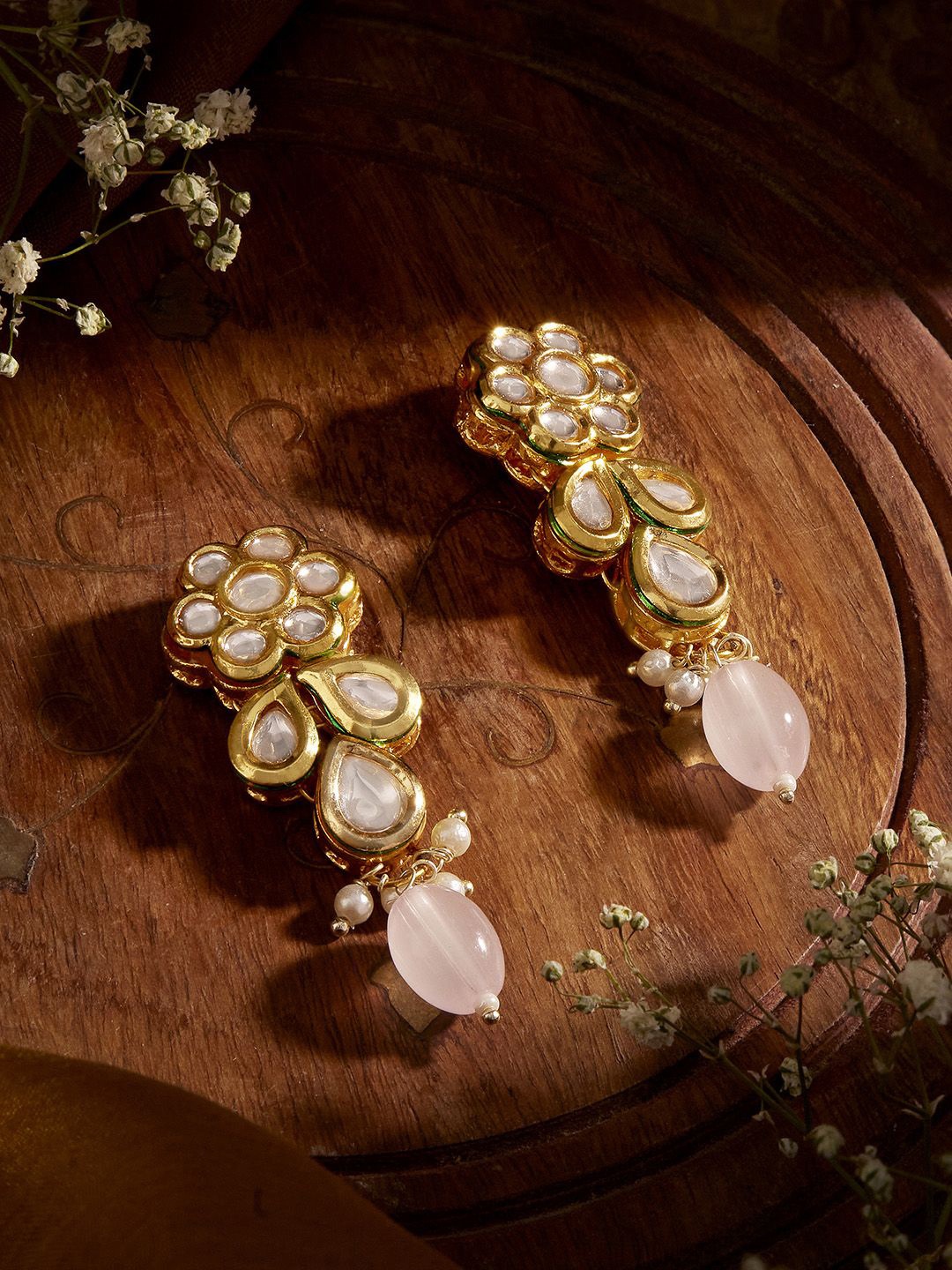 

Priyaasi Gold-Plated Kundan Studded Contemporary Drop Earrings