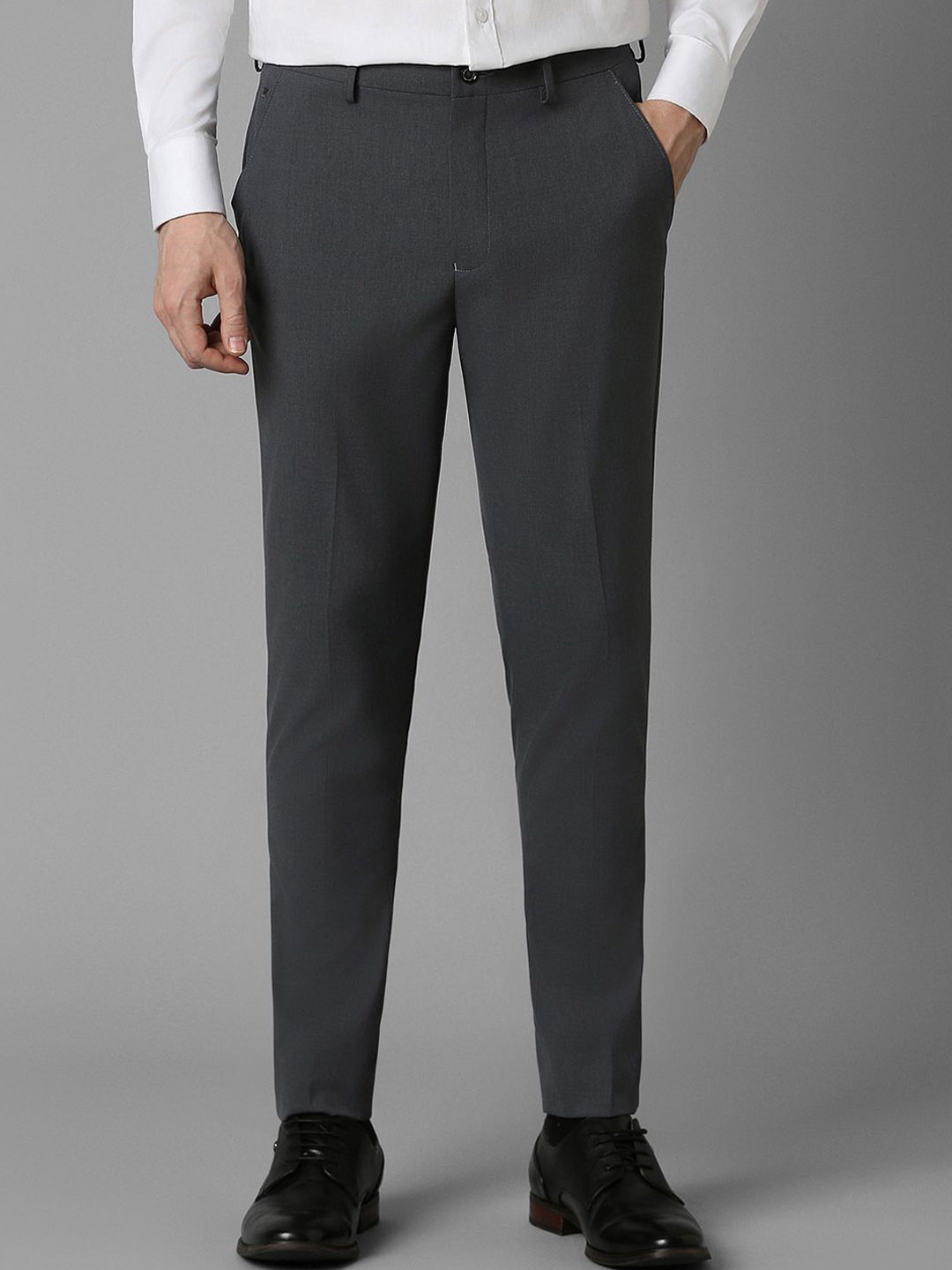 

Louis Philippe Men Mid-Rise Formal Trousers, Grey