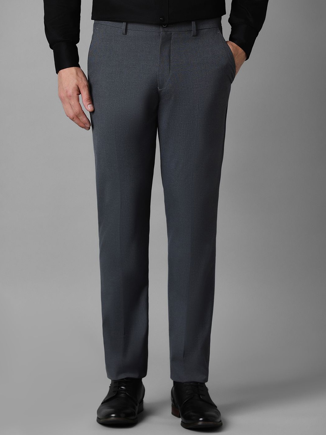 

Louis Philippe Men Solid Slim Fit Mid Rise Formal Trousers, Grey