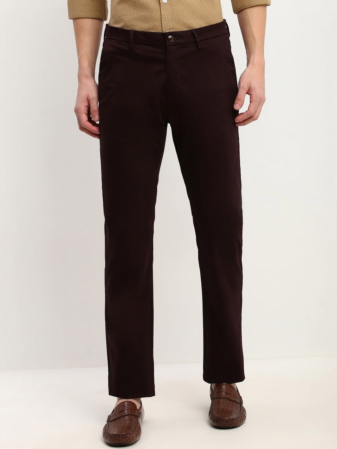 

Allen Solly Men Regular Fit Solid Casual Trousers, Brown