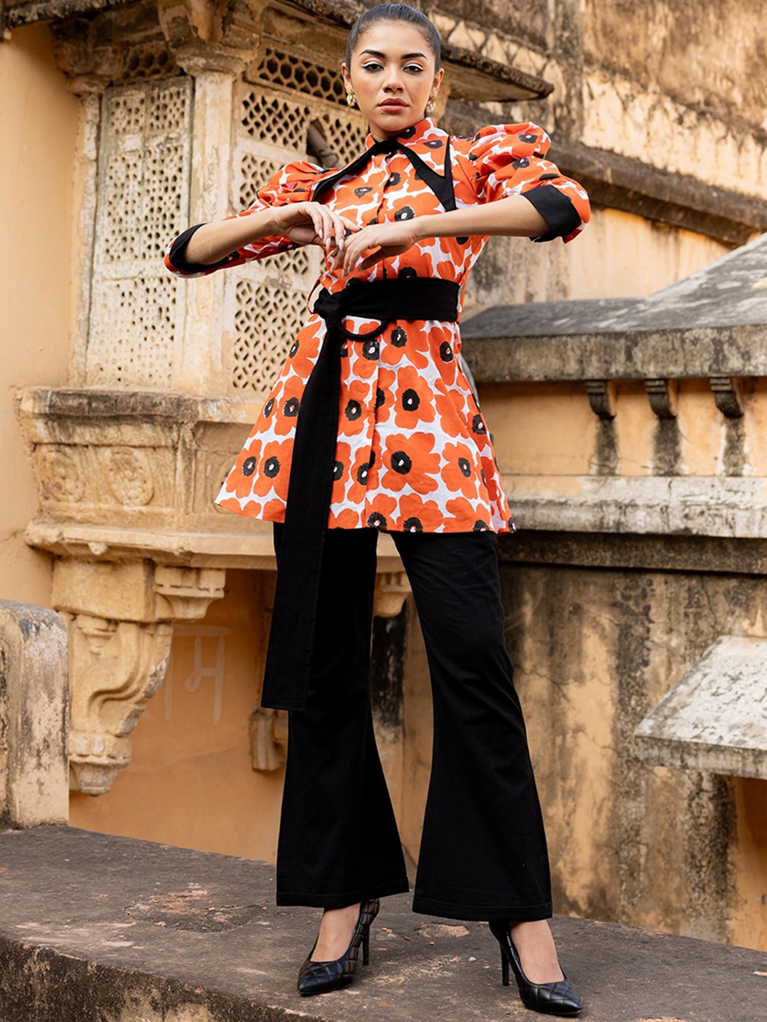 

JORASA African Printed Shirt & Trousers, Orange