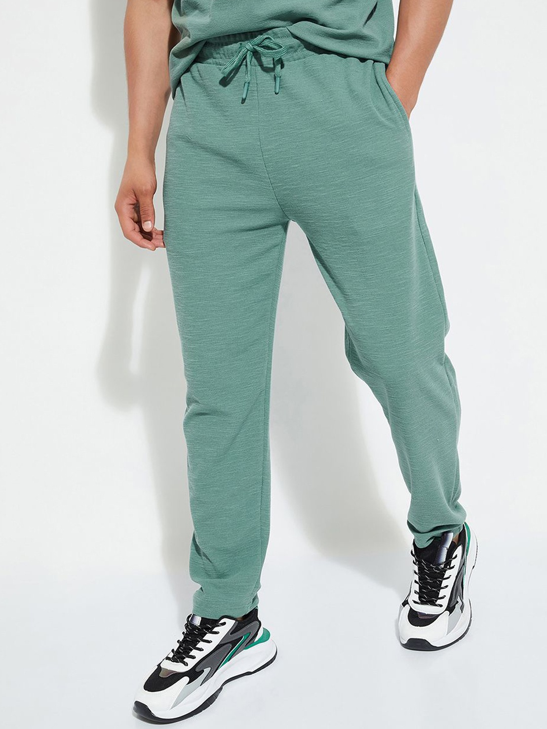 

max URB_N Men Waffle Knit Track Pants, Green