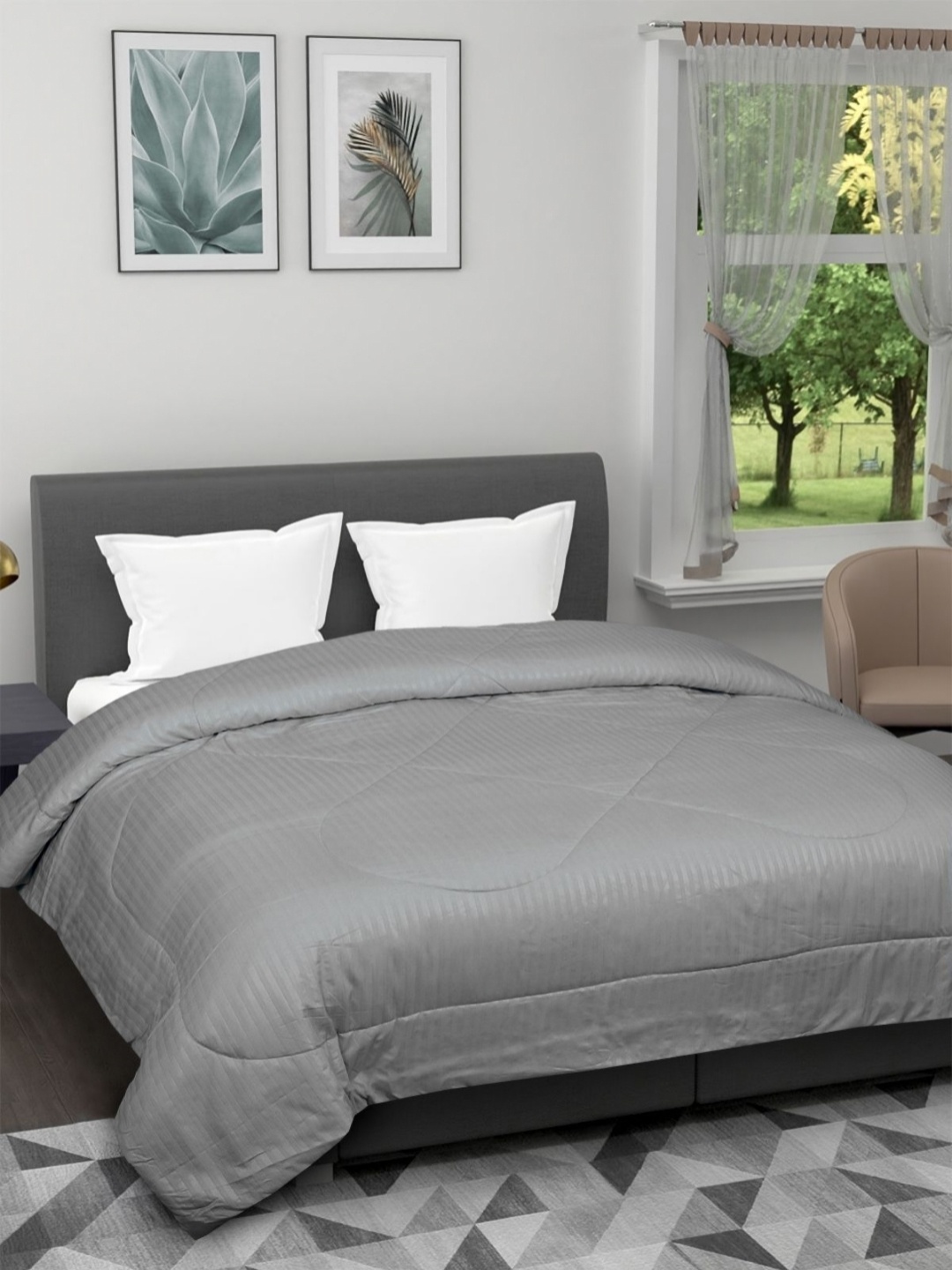 

Myntra Elegant Homes Grey Striped AC Room 150 GSM Double Bed Comforter