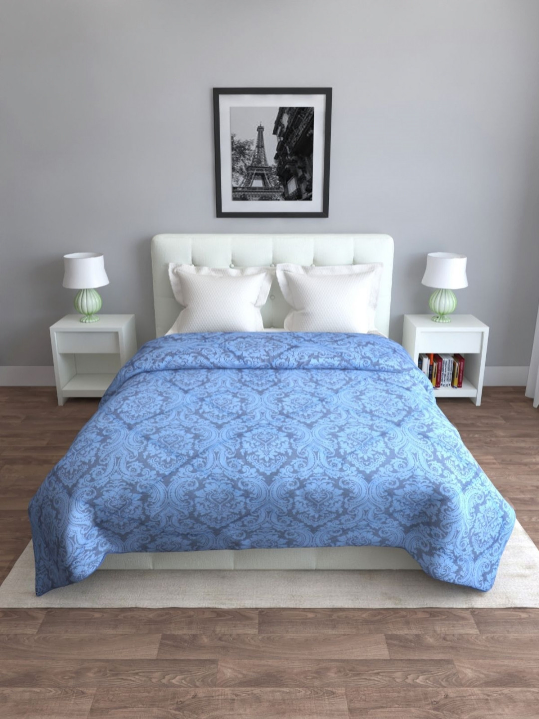 

Myntra Elegant Homes Blue & Navy Blue Ethnic Motifs AC Room 210 GSM Double Bed Comforter