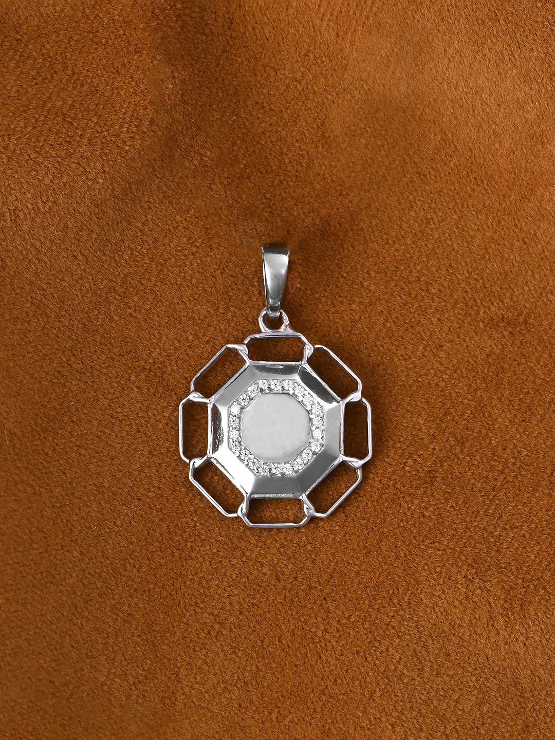 

Clara Men 925 Sterling Silver Rhodium-Plated CZ Studded Sergio Pendant
