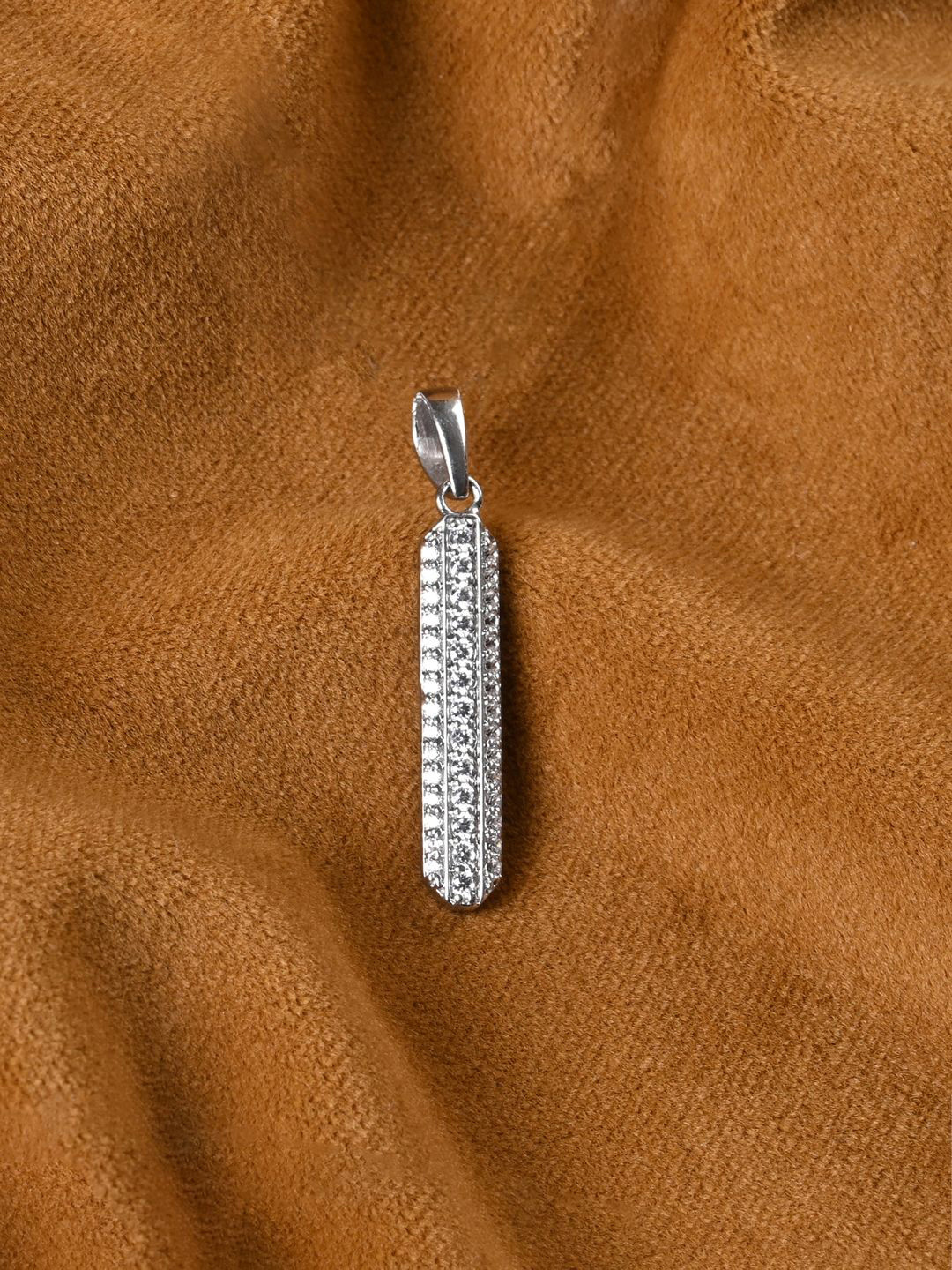 

Clara Men 925 Sterling Silver Rhodium-Plated Cubic Zirconia Geometric Walter Pendant