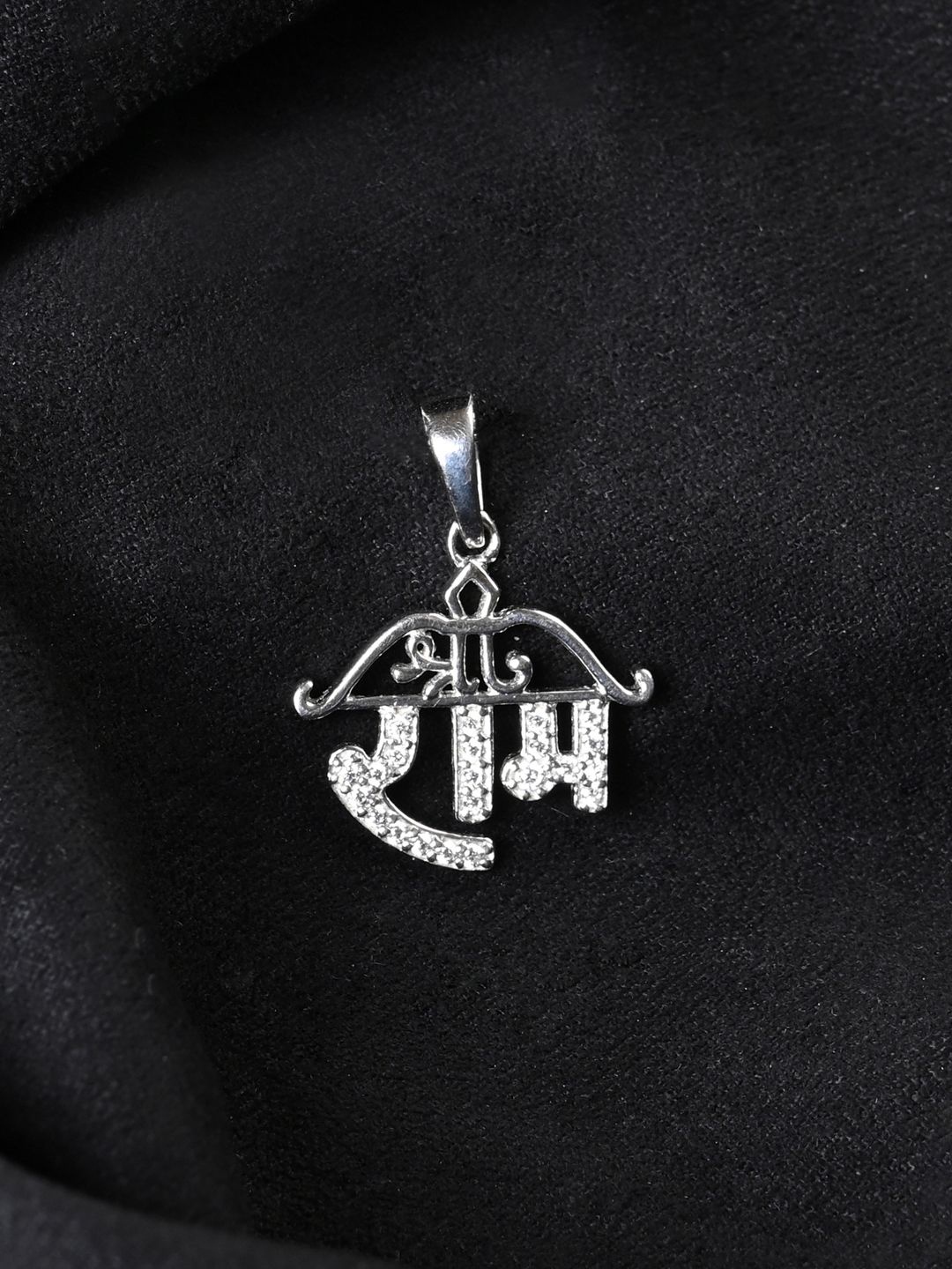 

Clara Men 925 Sterling Silver Rhodium-Plated Shri Ram Cubic Zirconia Contemporary Pendant