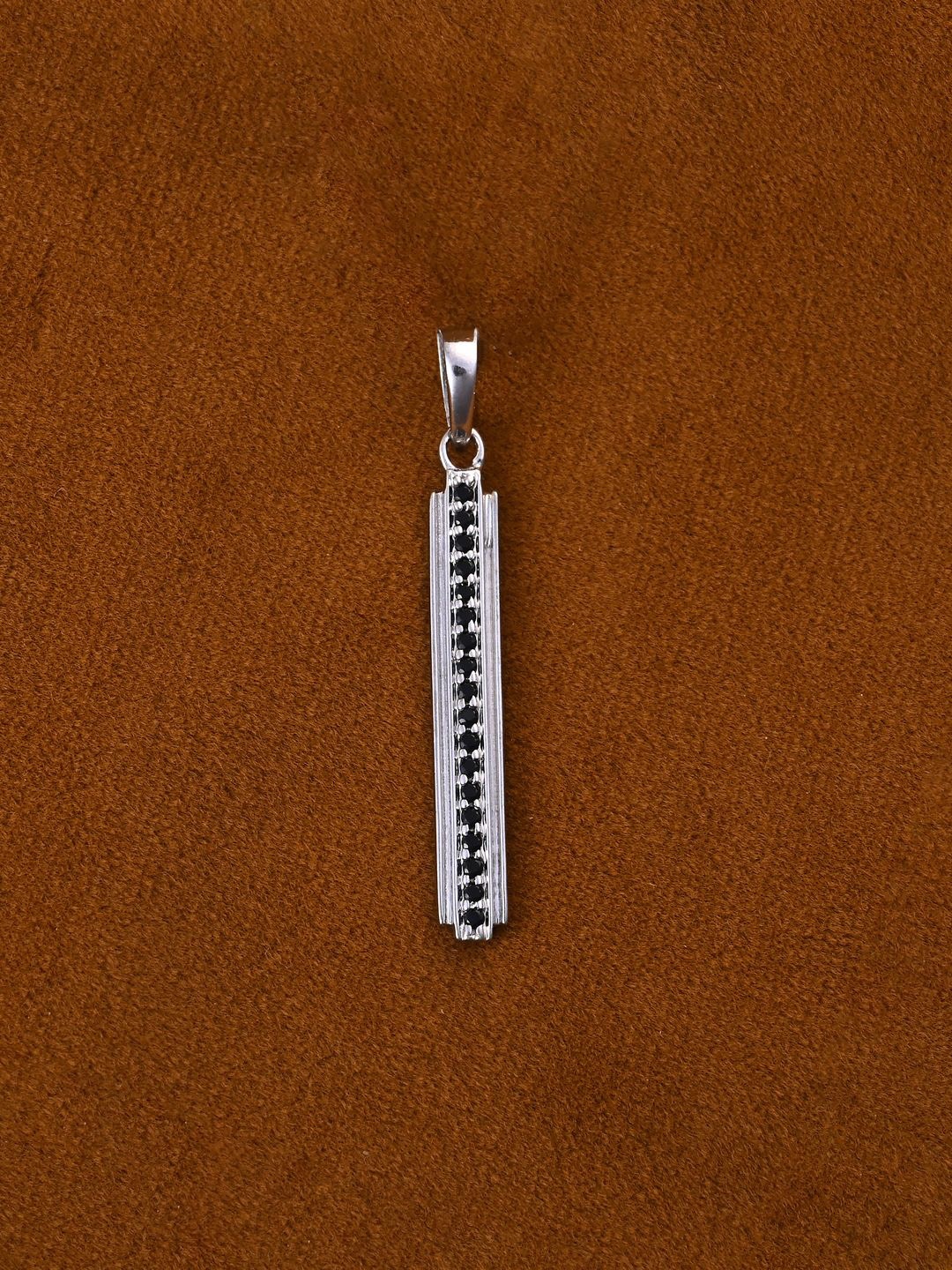 

Clara Men Rhodium-Plated 925 Sterling Silver Cubic Zirconia-Studded Geometric Pendant