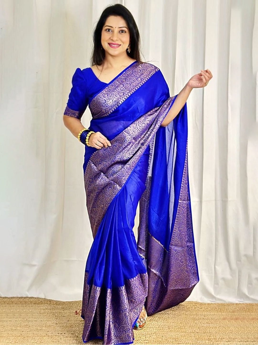 

Visit Wear Zari Pure Silk Kanjeevaram Saree, Blue