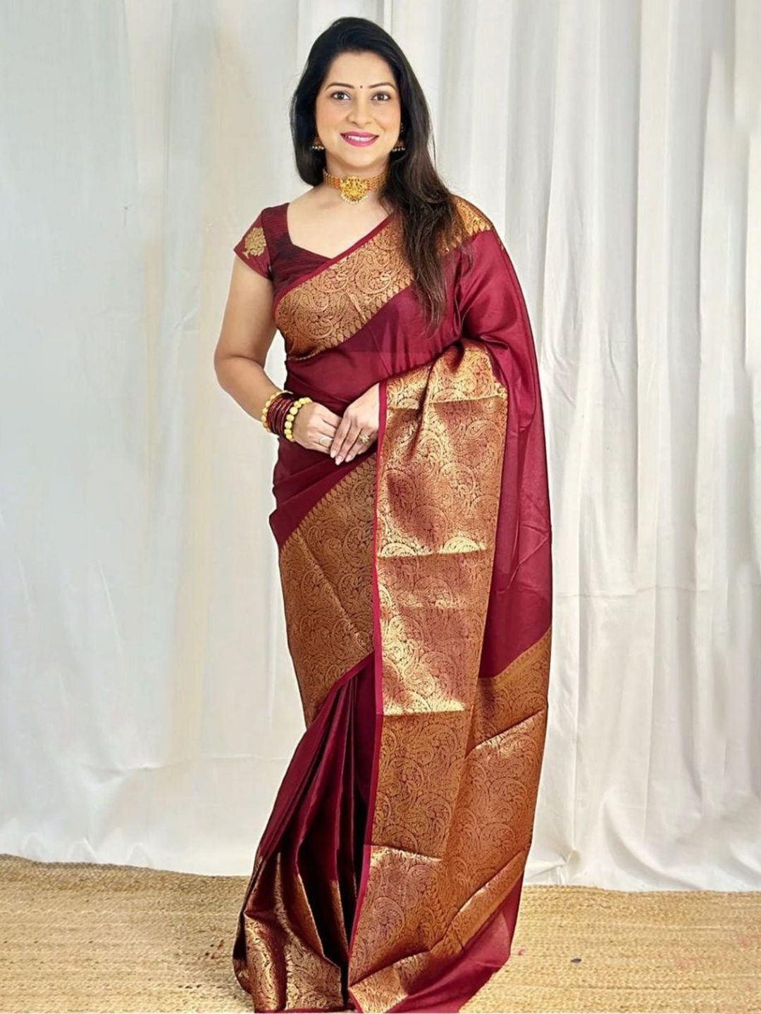 

Visit Wear Zari Pure Silk Kanjeevaram Saree, Maroon