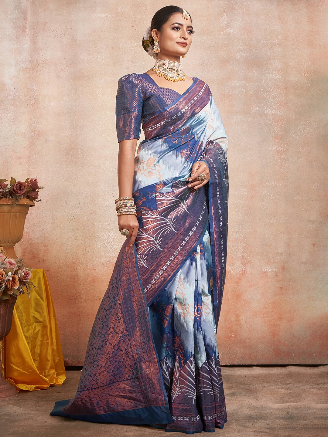 

Visit Wear Woven Design Zari Pure Silk Kanjeevaram Saree, Blue