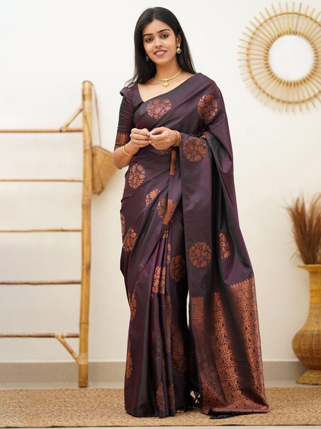 

Visit Wear Woven Design Zari Pure Silk Kanjeevaram Saree, Purple