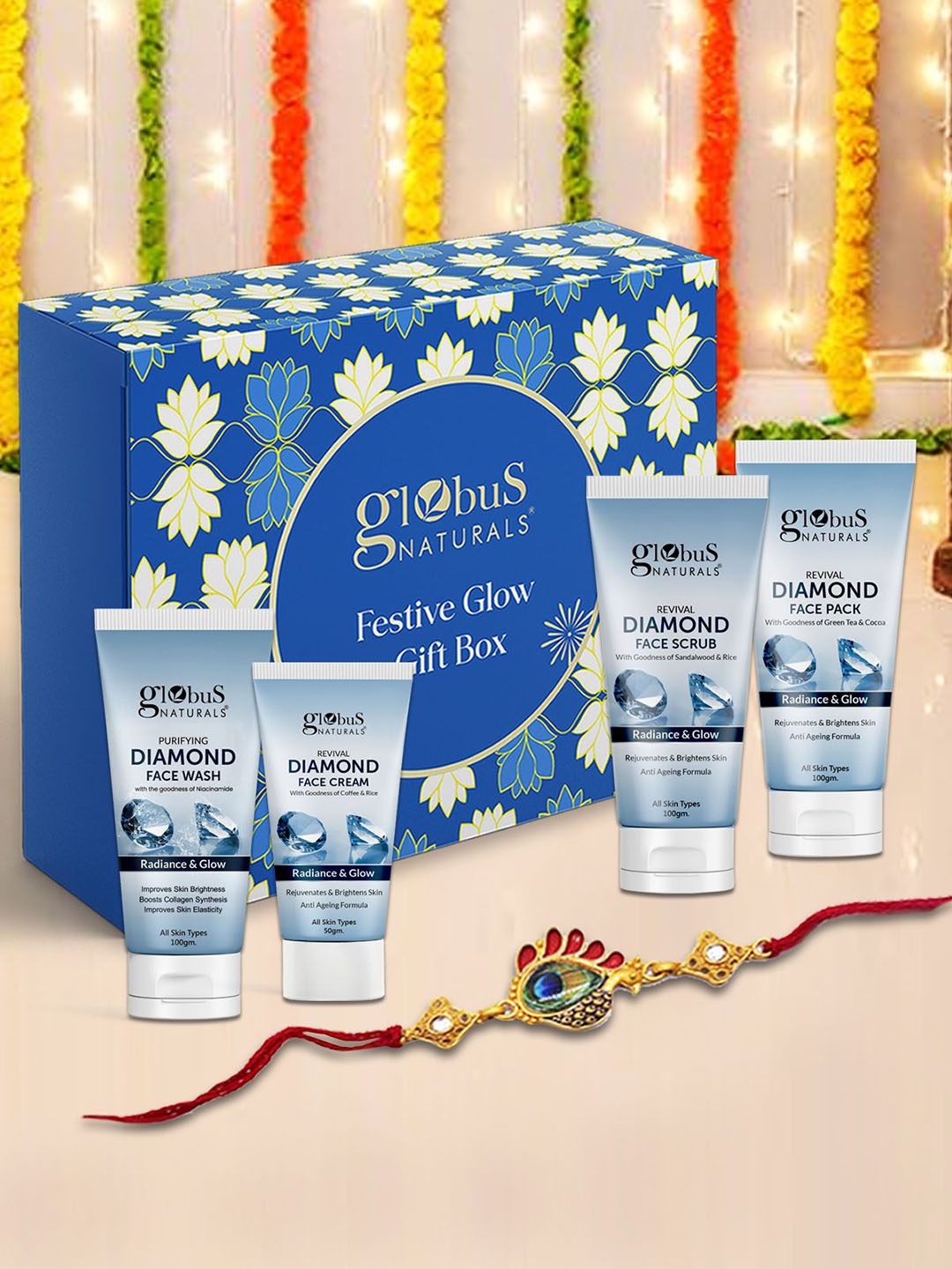 

Globus naturals Rakhi With Roli Glow Gift Box, White