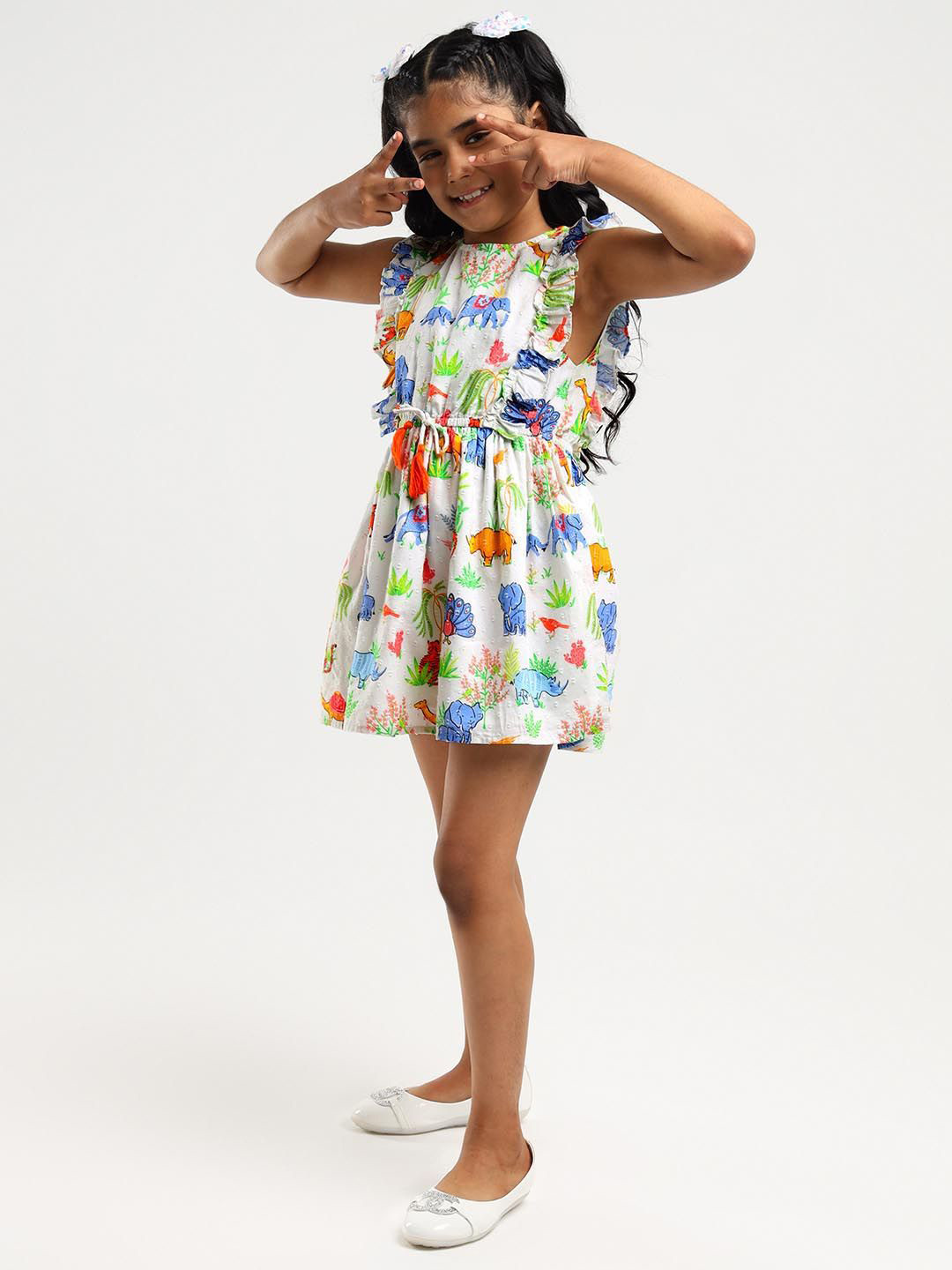 

Somersault Girls Printed Cotton Fit & Flare Mini Dress, White