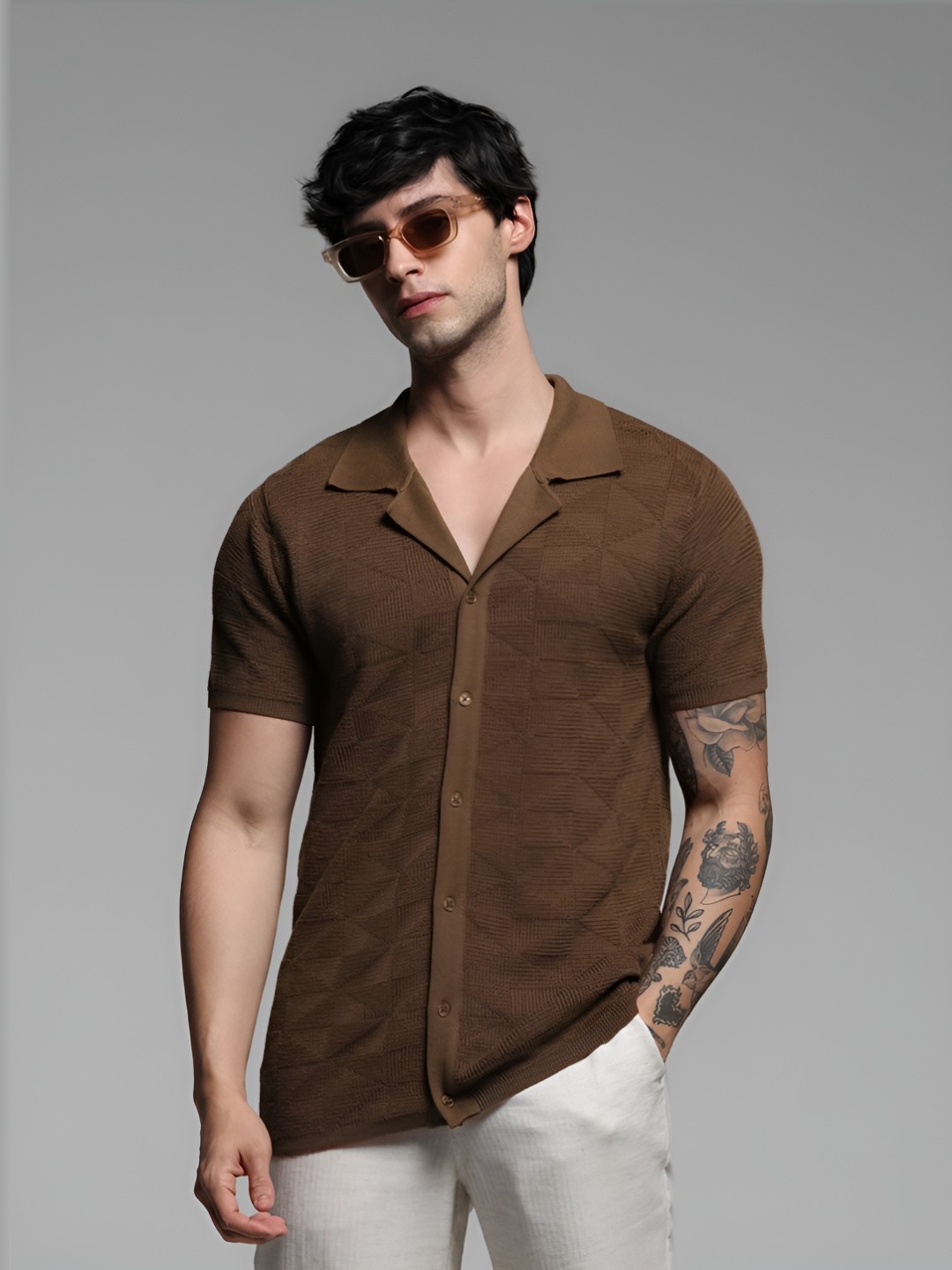 

Jack & Jones Men Polo Collar Pockets Slim Fit T-shirt, Brown