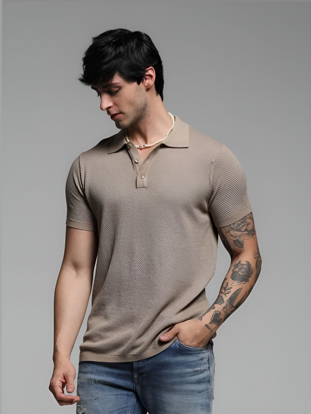 

Jack & Jones Men Polo Collar Pockets Slim Fit T-shirt, Brown