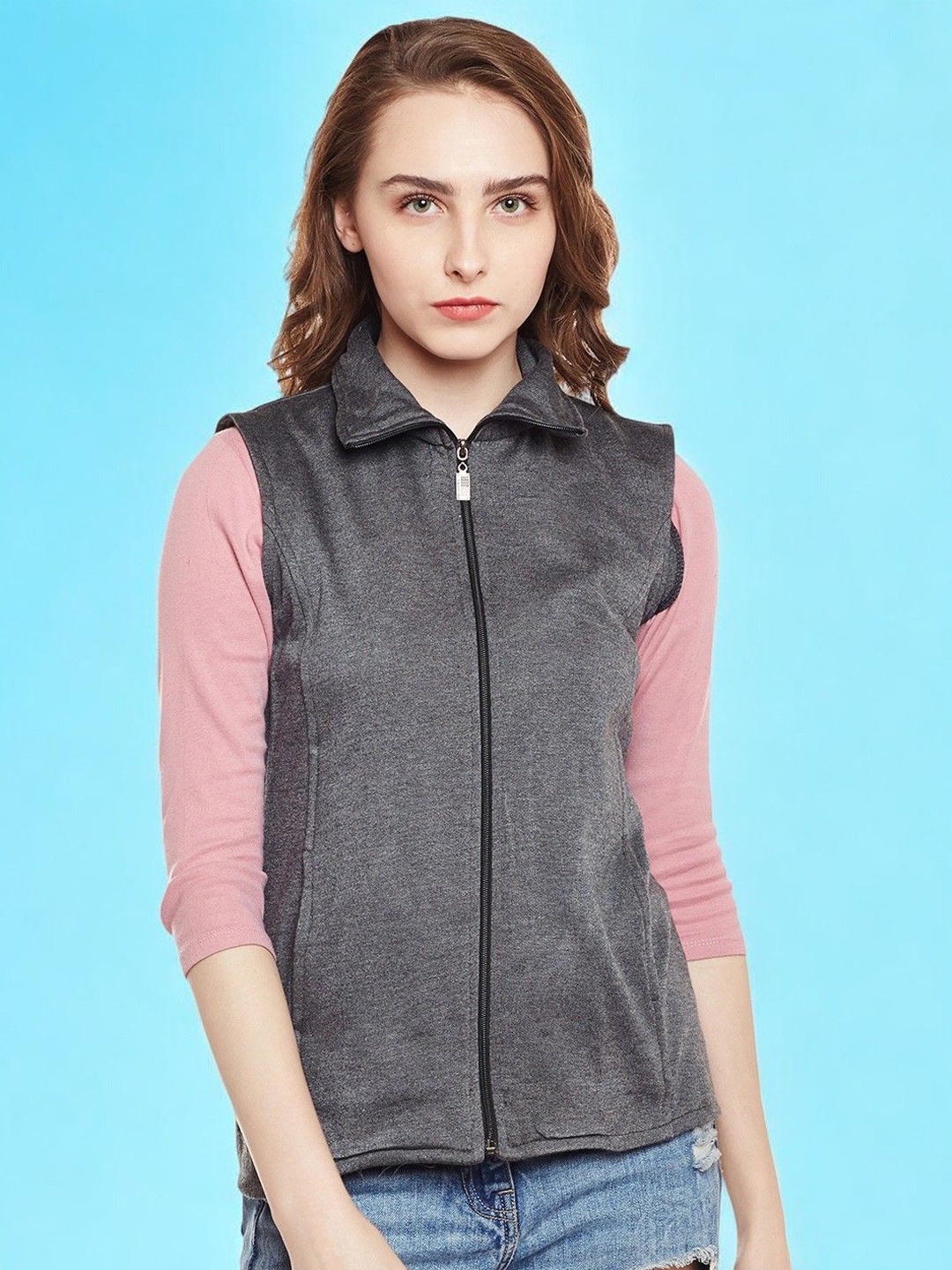 

BAESD Women Checked Fleece Lightweight Crop Open Front Jacket, Charcoal