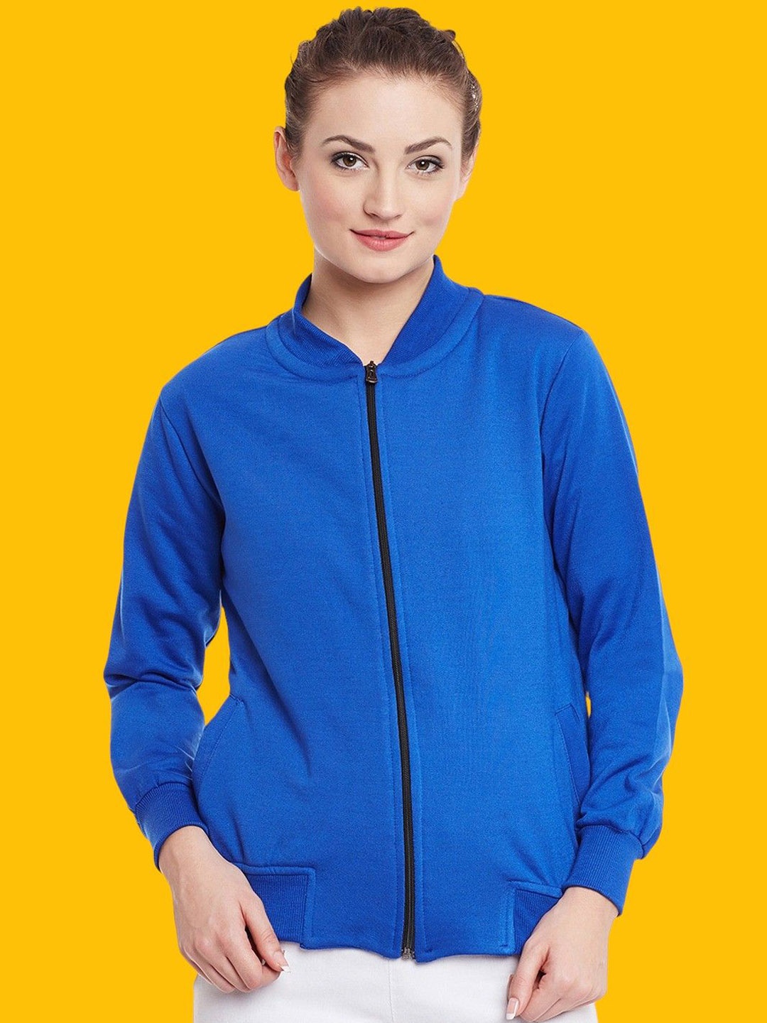 

BAESD Women Striped Fleece Lightweight Longline Sporty Jacket, Blue