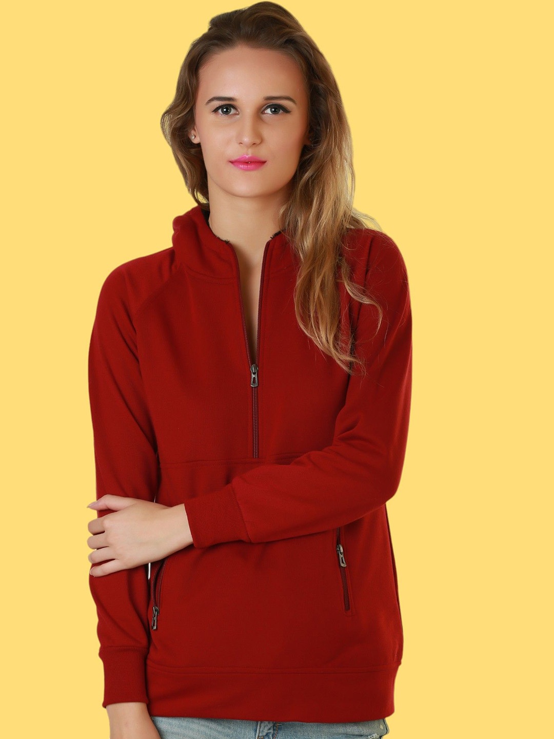 

BAESD Women Fleece Lightweight Crop Sporty Jacket, Maroon