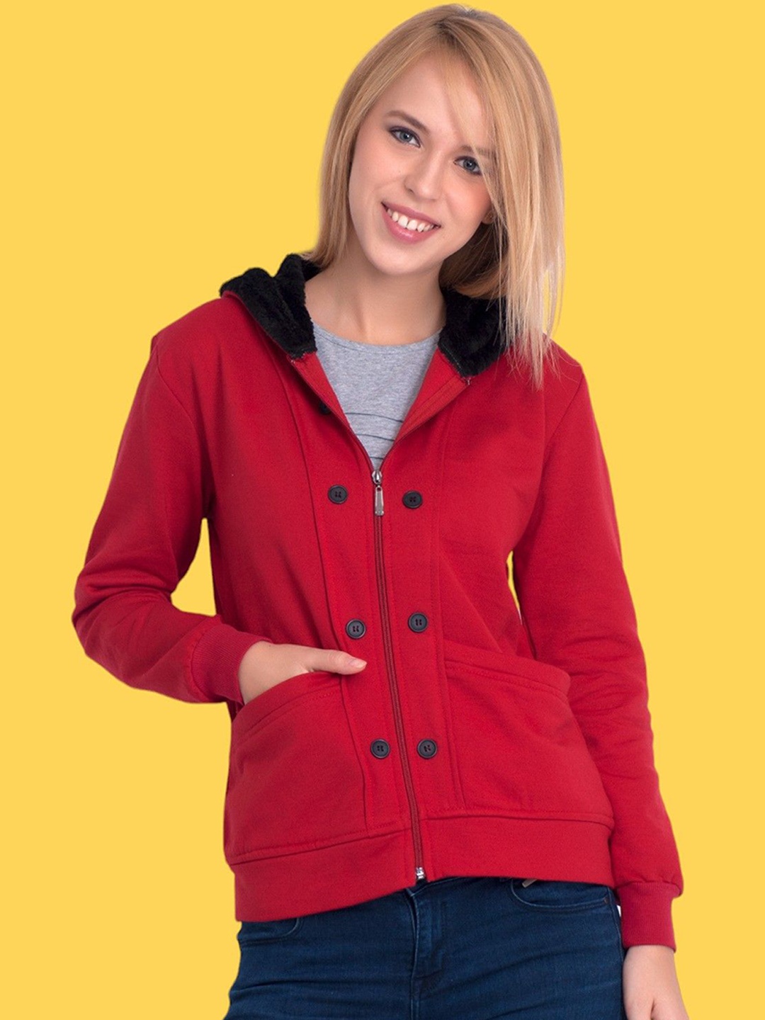 

BAESD Women Fleece Lightweight Crop Sporty Jacket, Red