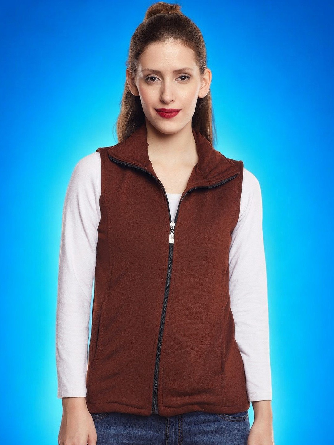 

BAESD Women Fleece Lightweight Tailored Jacket, Brown