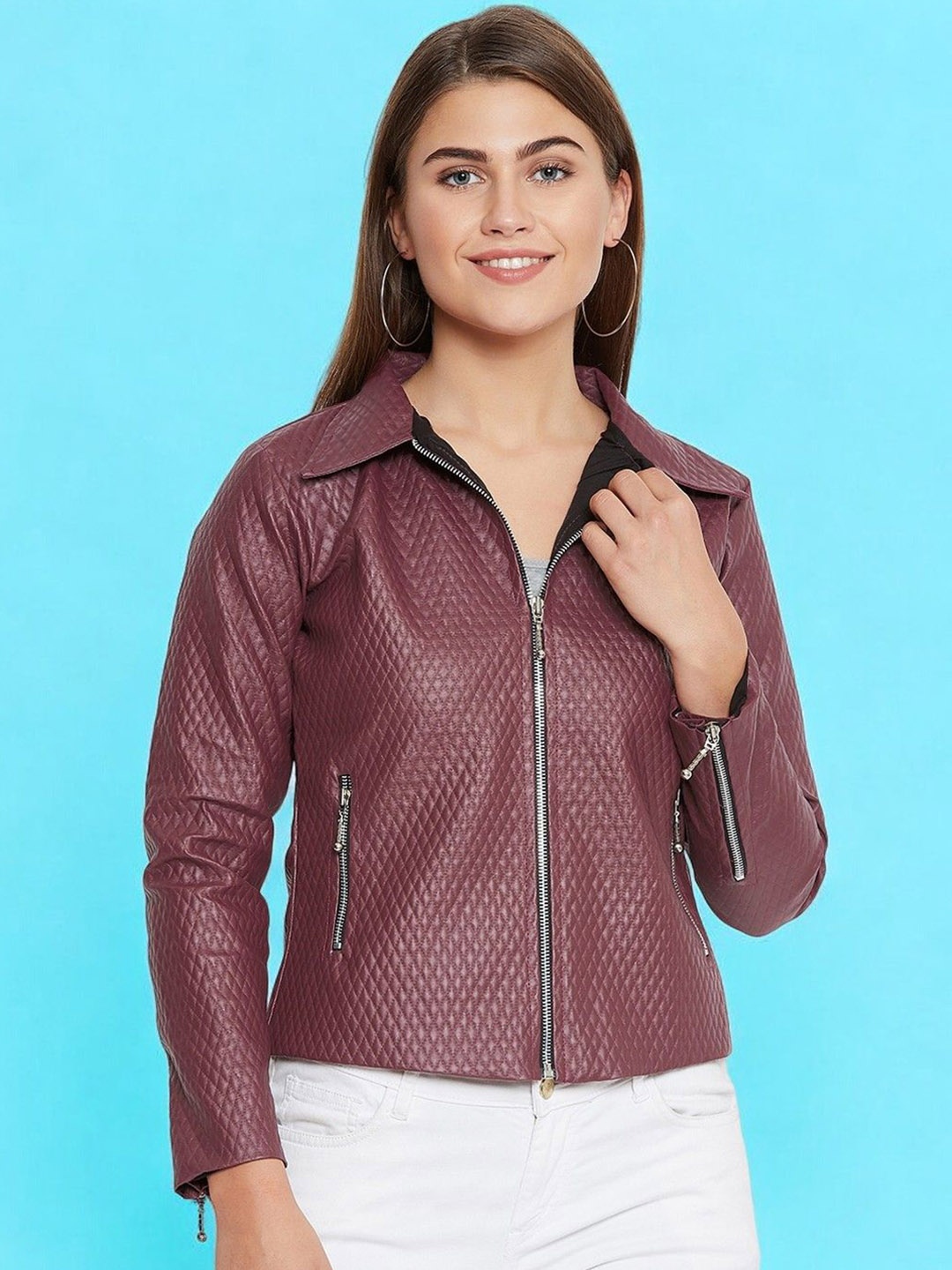 

BAESD Women Lightweight Biker Jacket, Red