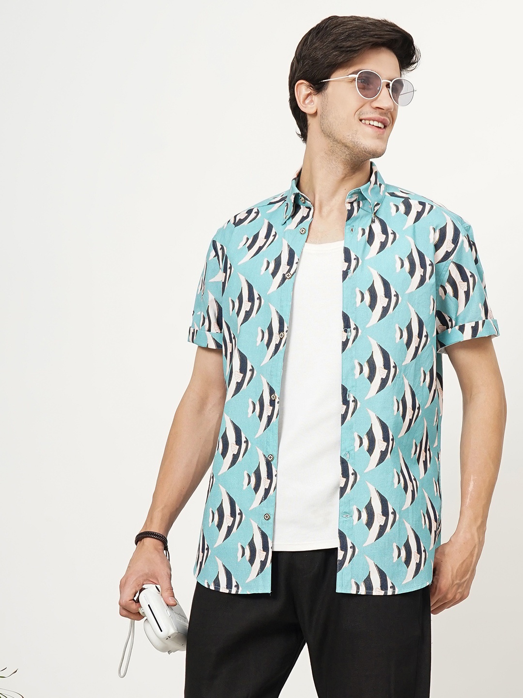 

HANDRWN Men Custom Opaque Printed Casual Shirt, Purple