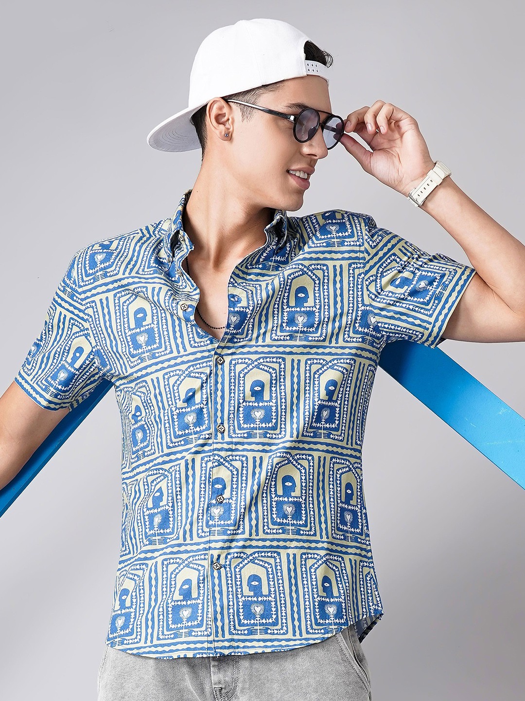 

HANDRWN Men Custom Opaque Printed Casual Shirt, Peach