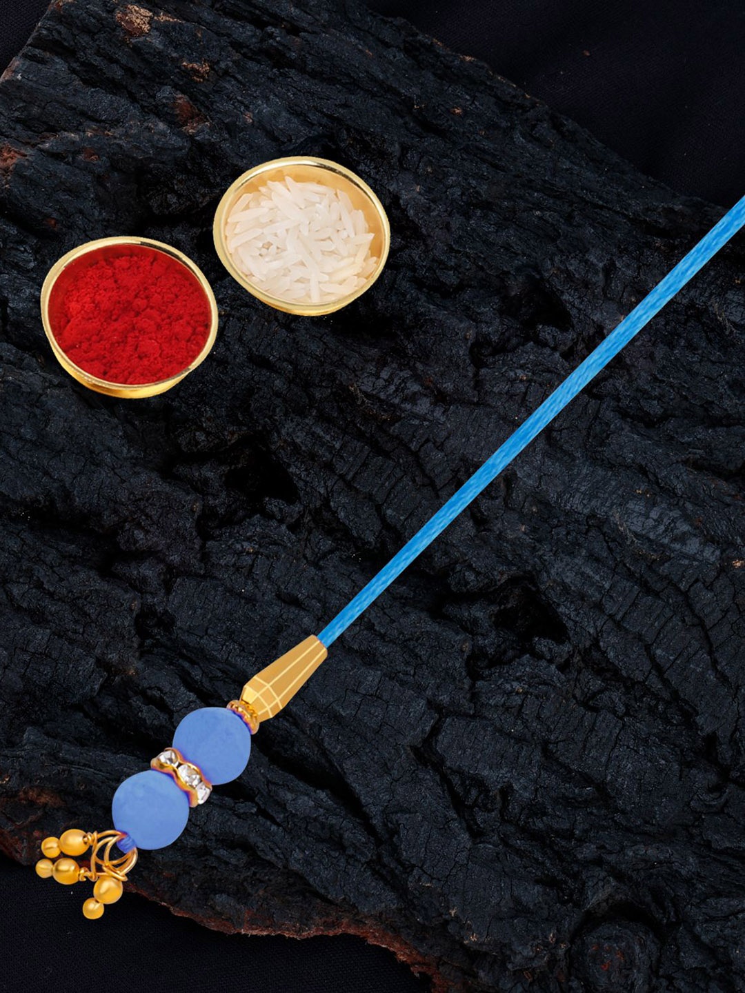 

Silver Shine Bhaiya Bhabhi Rakhi With Pooja Thali & Roli Chawal, Gold