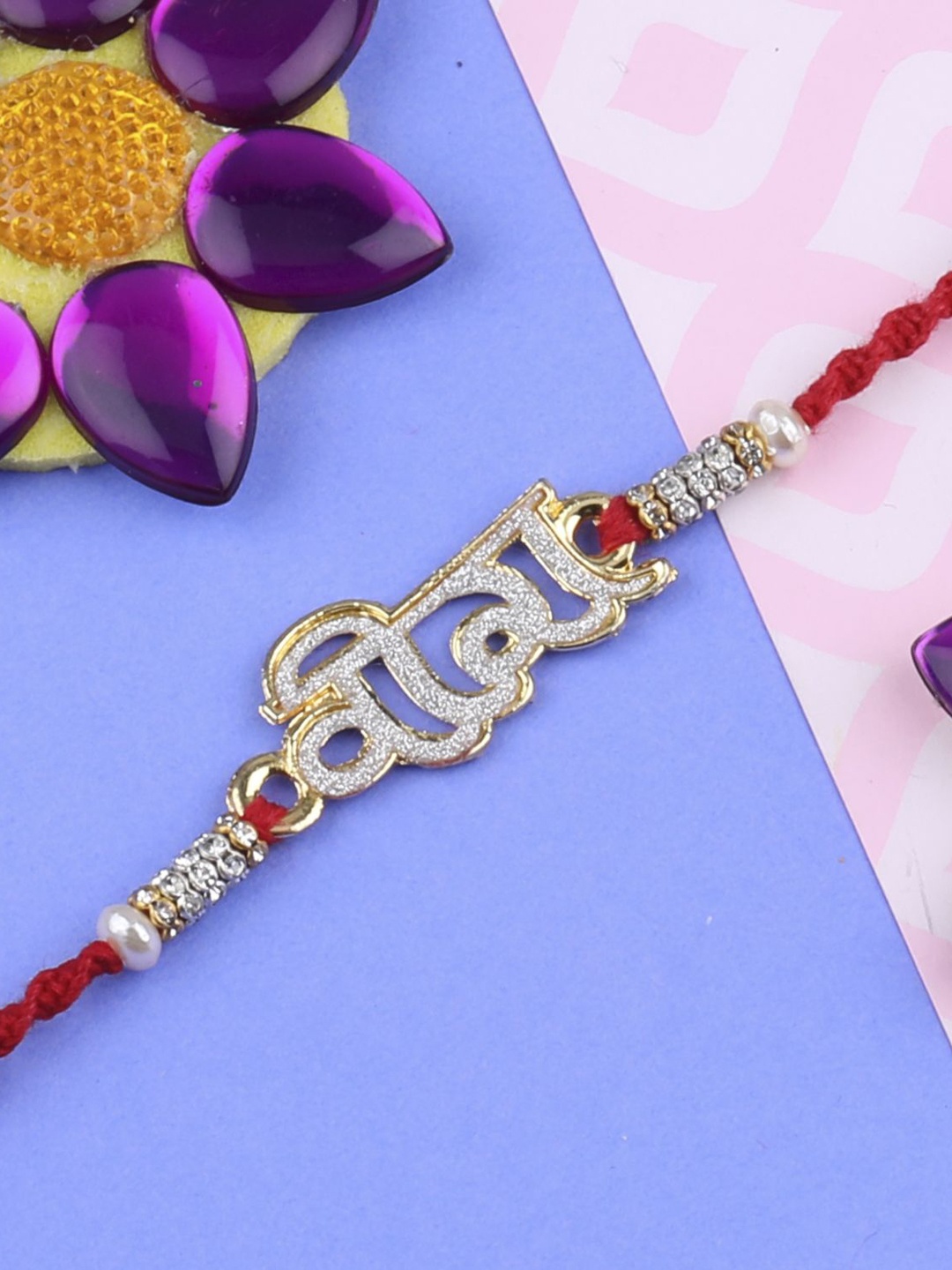 

Silver Shine Bhaiya Bhabhi Rakhi With Pooja Thali & Roli Chawal