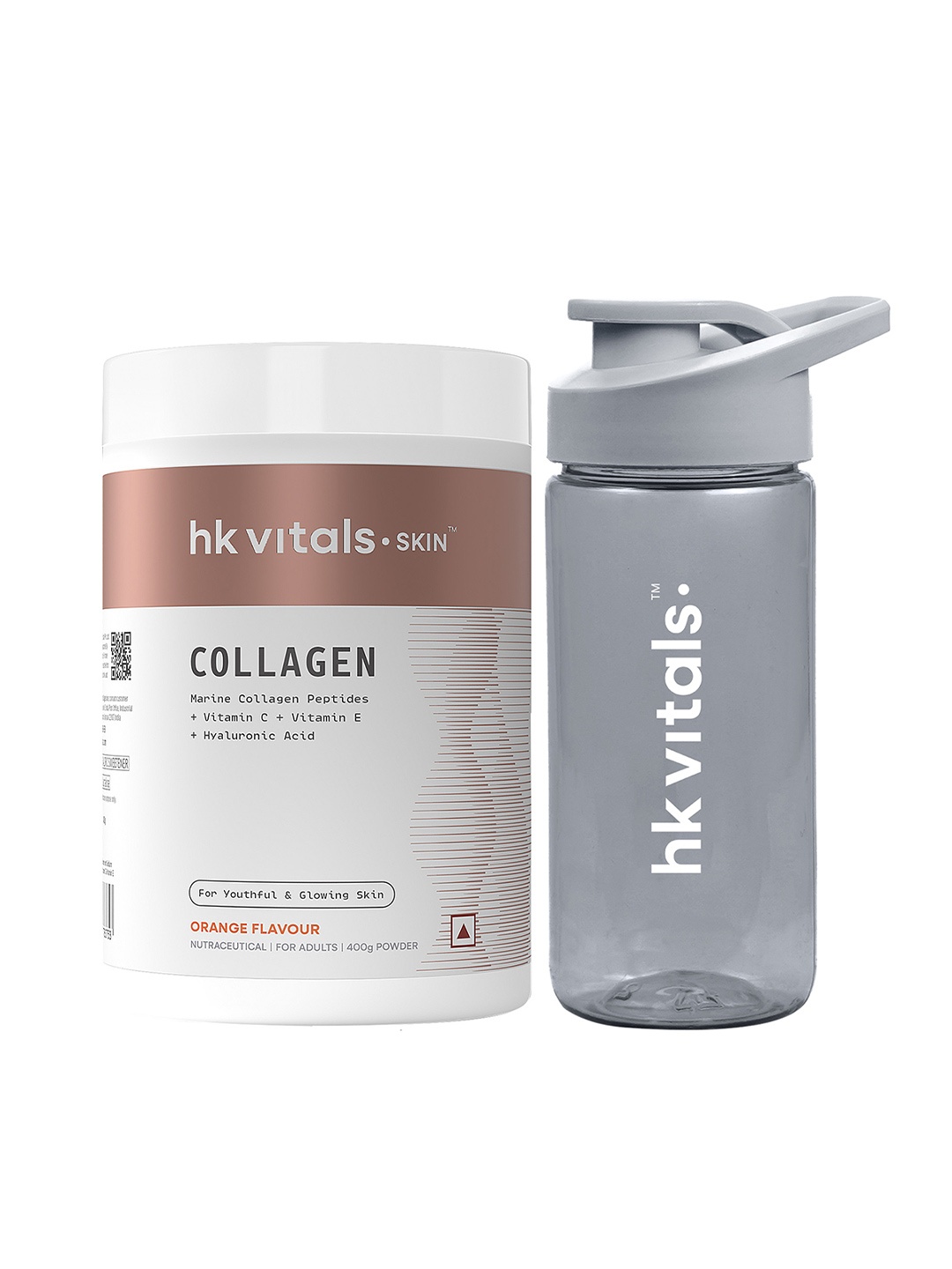

HK VITALS Skin Radiance Orange Flavour Collagen Powder - 400g With Sipper Bottle