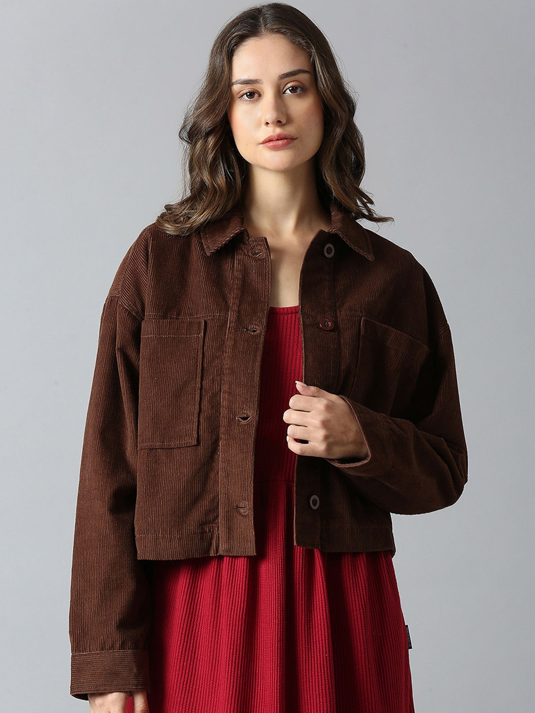 Dream of Glory Inc Women Corduroy Jacket, Brown