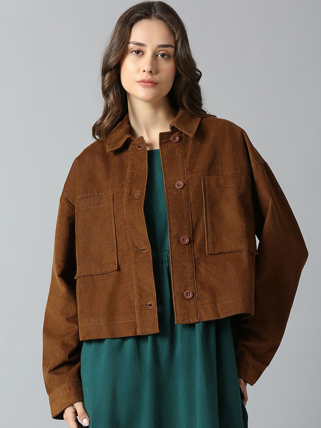 

Dream of Glory Inc Women Corduroy Jacket, Coffee brown