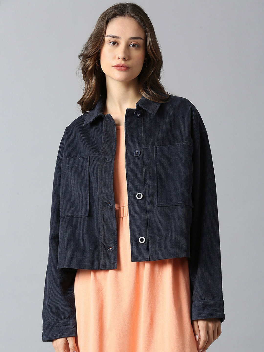 

Dream of Glory Inc Women Corduroy Jacket, Navy blue