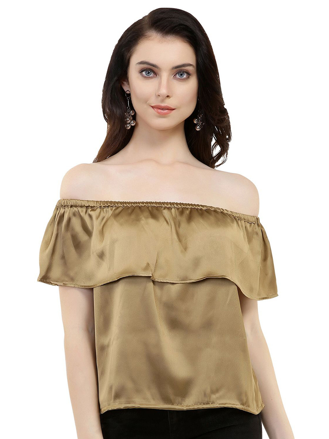 

Ashtag Off-Shoulder Satin Bardot Top, Gold