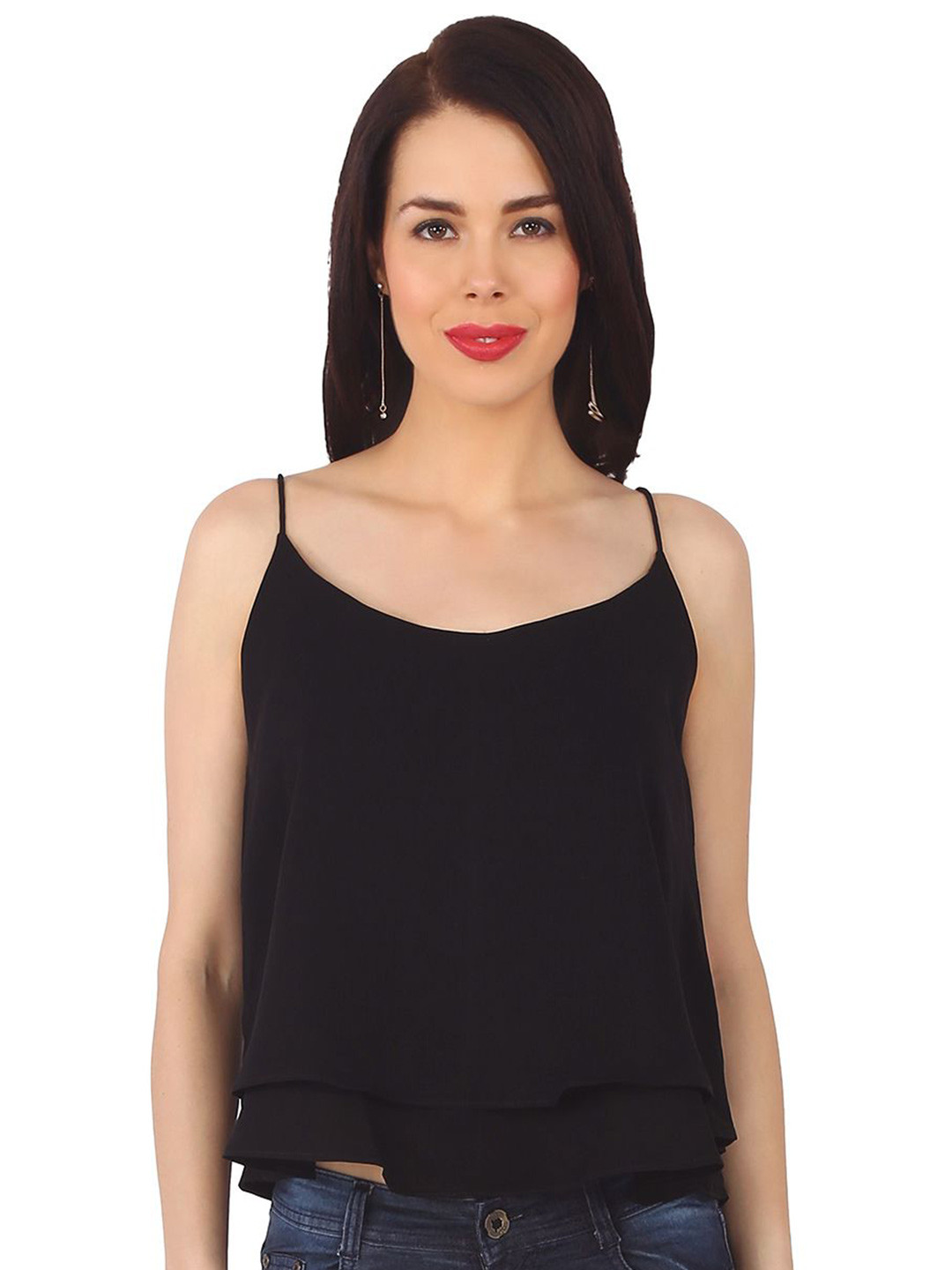 

Ashtag Crepe Styled Back Top, Black